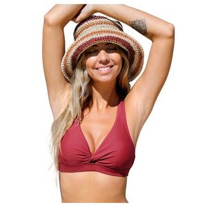 Cupshe Burgundy Bikini Top